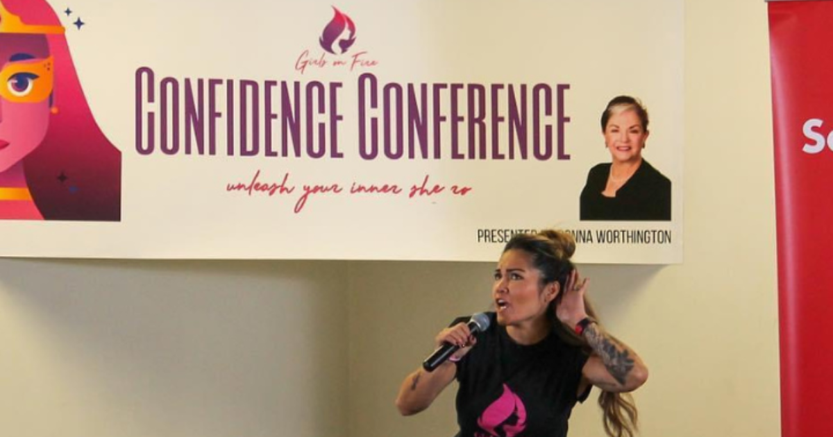 Girls empowerment programs conference speaker leading confidence building workshop for young girls in Alberta
